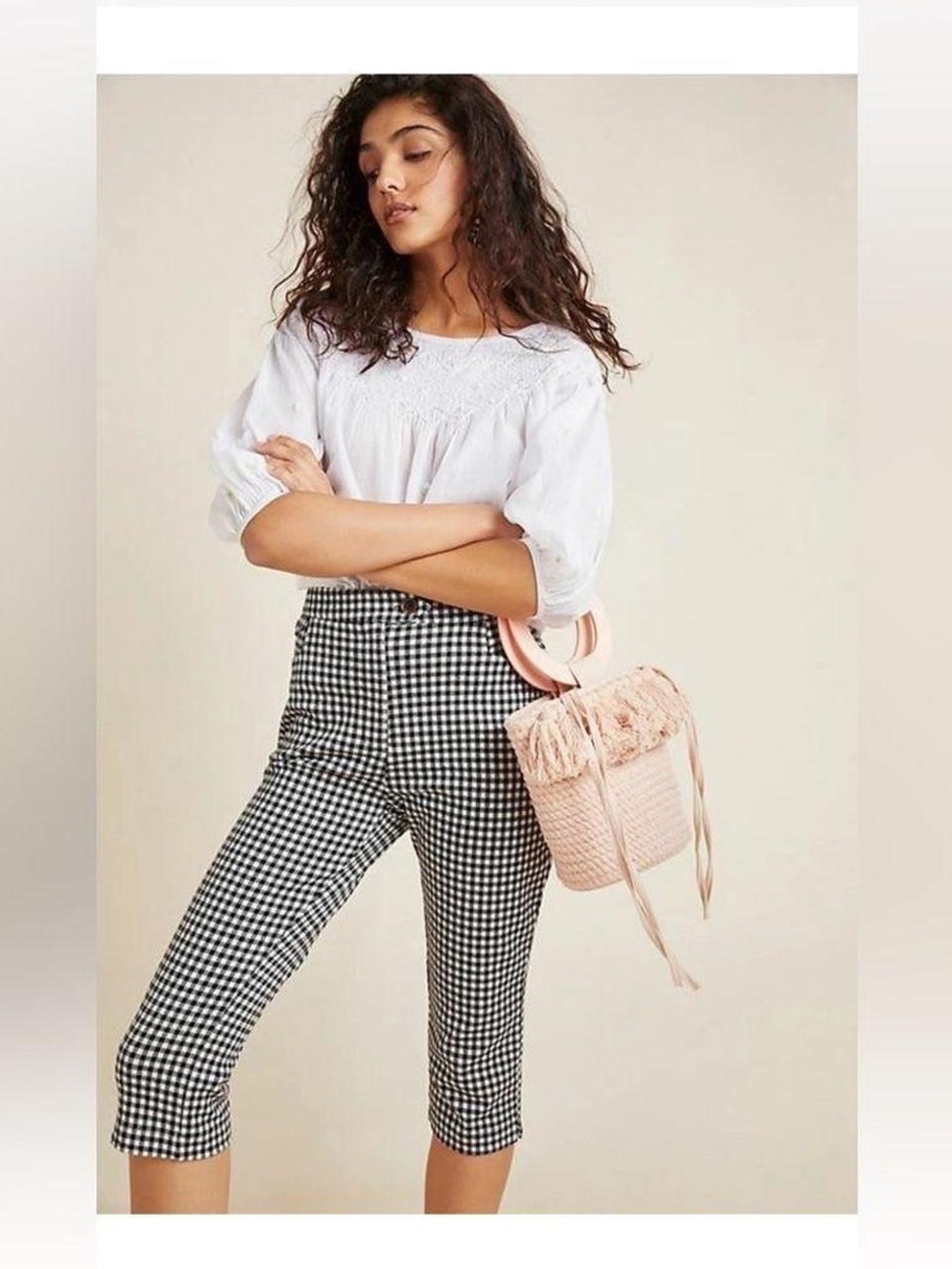 Anthropologie gingham capris size 4